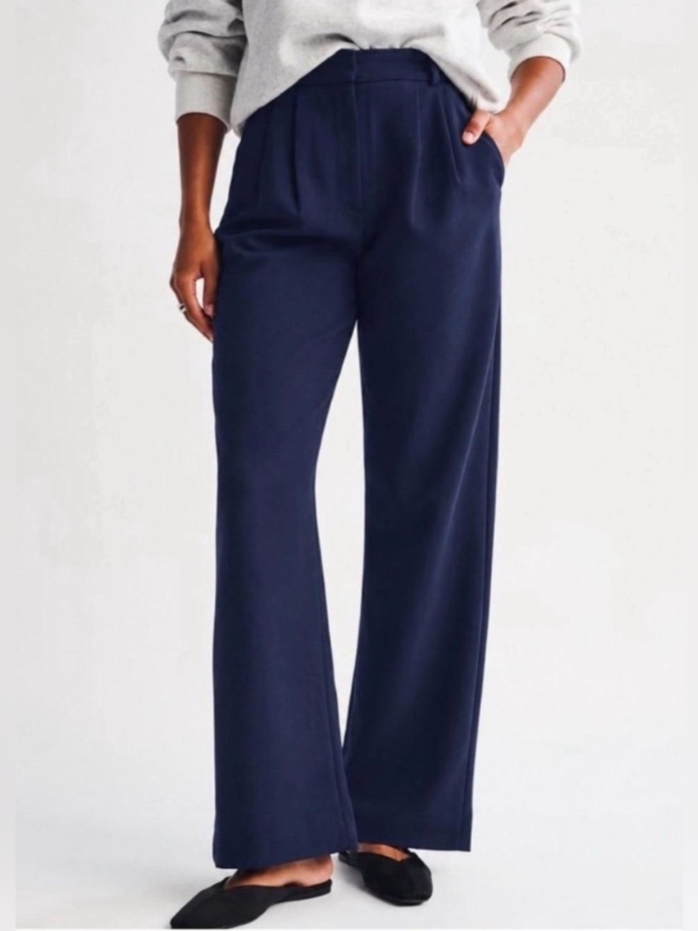 Abercrombie & Fitch Women's Navy Blue Sloane Trousers Curve Love Size 23/000s